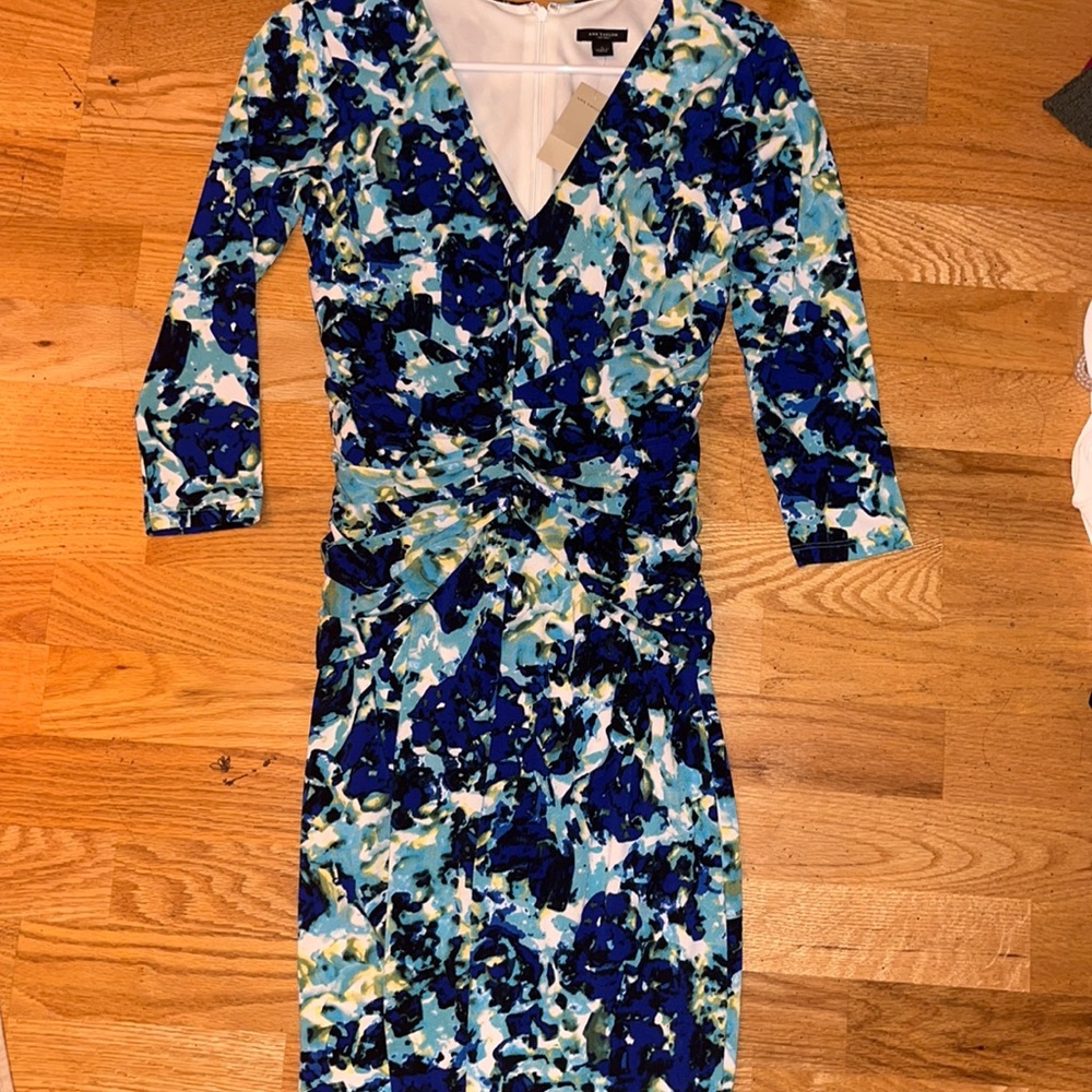 Ann Taylor Multi-Colored Long Sleeve Dress